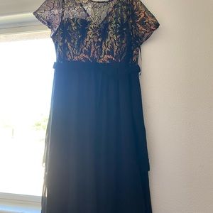 Black and lace metallic dress